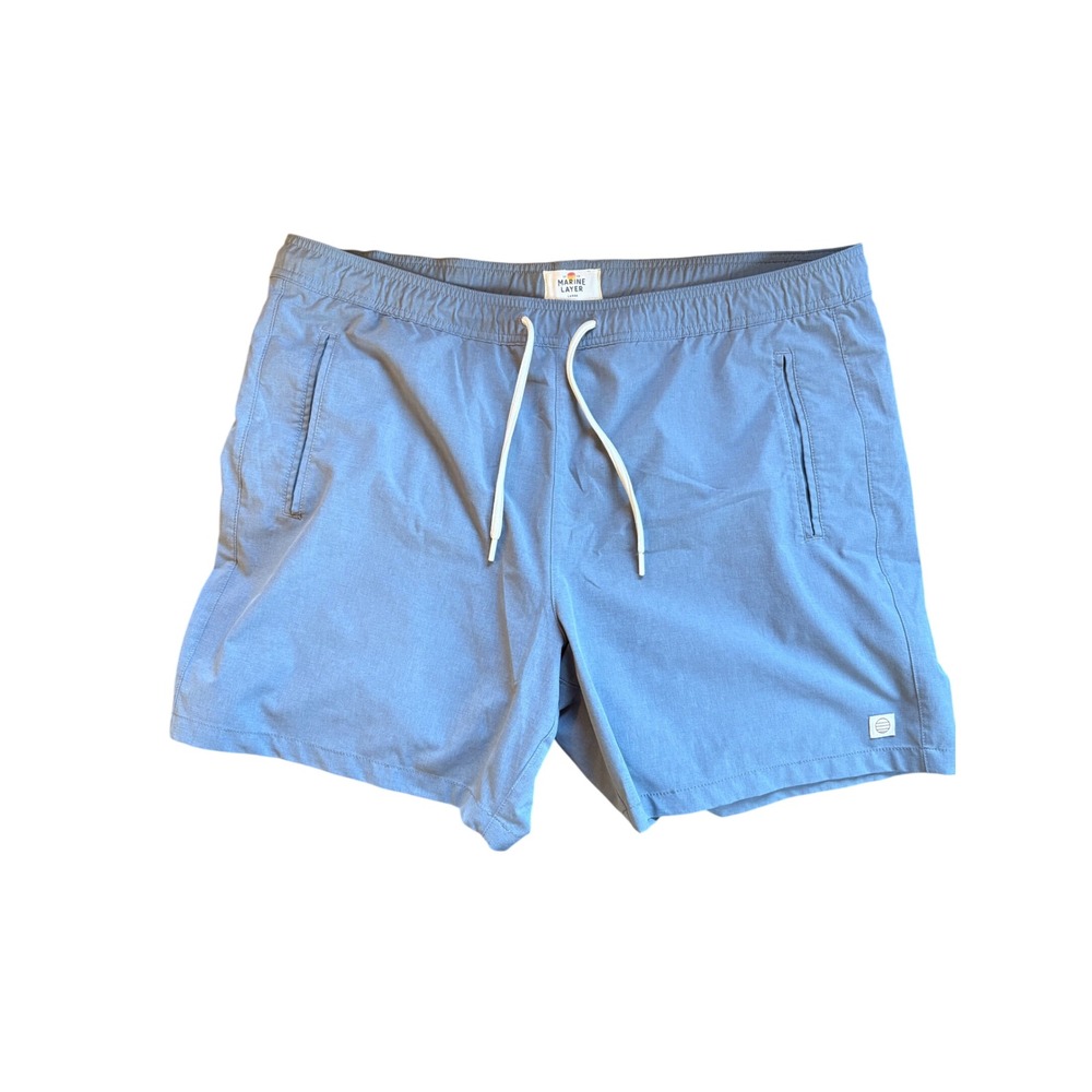 Marine Layer Mens Blue Swim Trunks Summer 2024 Mesh Lined Board Shorts Large